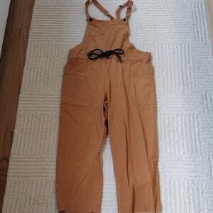 Hem & Thread Tan Jumpsuit with Black Accents